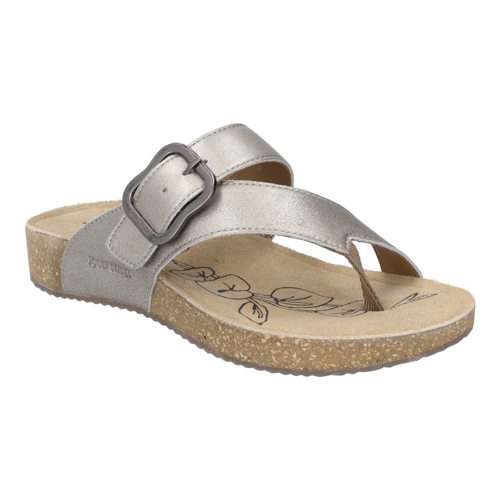 Josef Seibel Tonga 77 Women’s Leather Sandal Cristal Silver Champagne Size 10/41